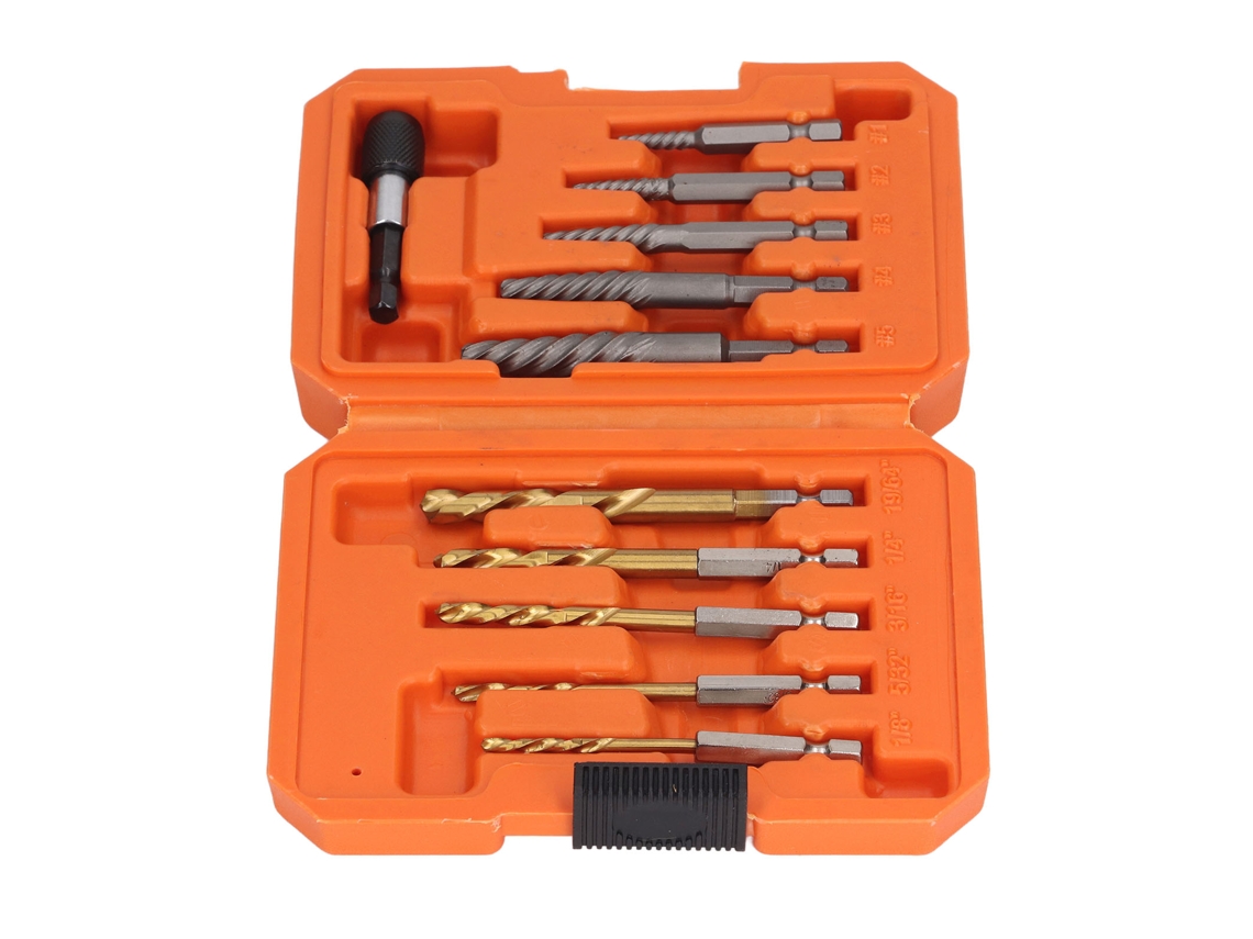 Kit extrator de parafuso danificado HHS de 11 peças, ferramenta profissional para extrair porcas e parafusos