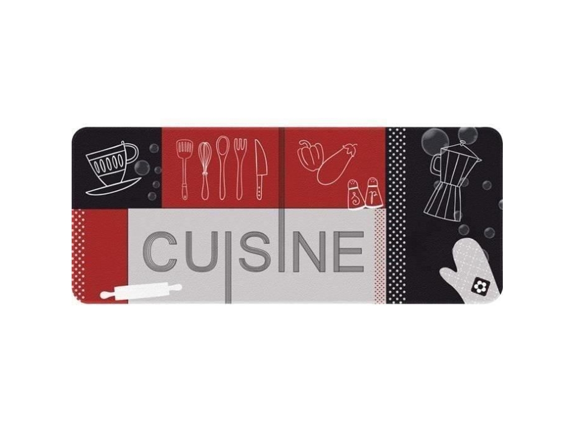 Tapete De Cozinha - 50x120 Cm - Cozinha - Vermelho E Preto