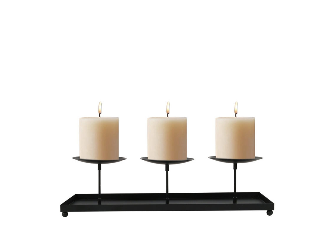 Castiçal Grande De Três Braços Com Bandeja Para Vela Pilar De 10 Cm (4 Polegadas), Ideal Para Natal E Casamentos.