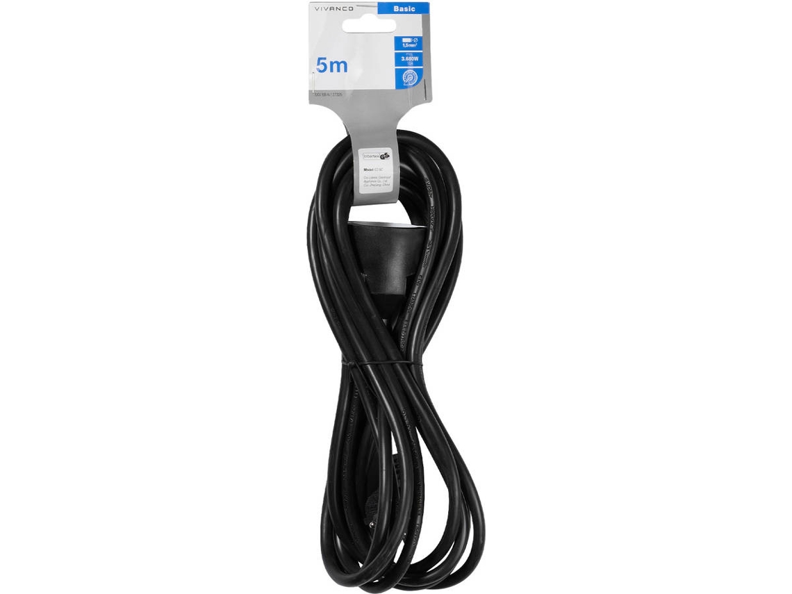 Prolongador 6T VIVANCO 1T M-F 5M (Preto)