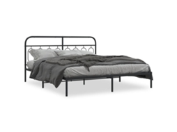Estrutura de Cama com Cabeceira Metal Preto MAISON EXCLUSIVE 183x213 cm