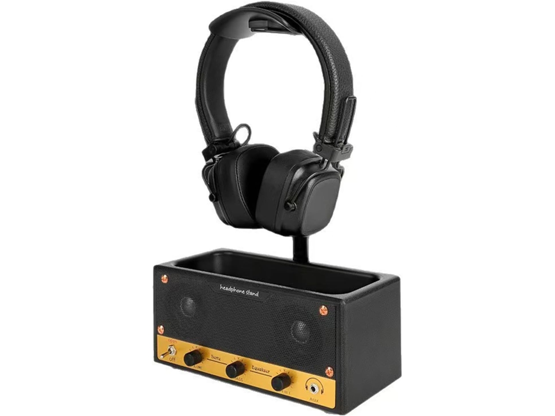 Support De Casque Et Organiseurs De Bureau Inspirés Des Haut-parleurs Rétro Avec Façade Inscriptible Sur Le