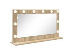 Espelho De Toucador Com Luzes Led Carvalho Sonoma Vidaxl Bege Derivados De Madeira (80 X 45 X 18 Cm)