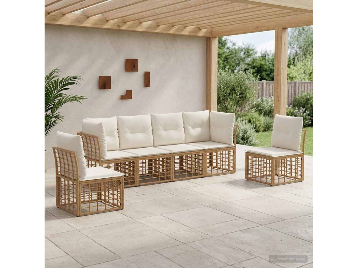Vidaxl Conjunto De Sofás Para Exterior Natural Poliéster