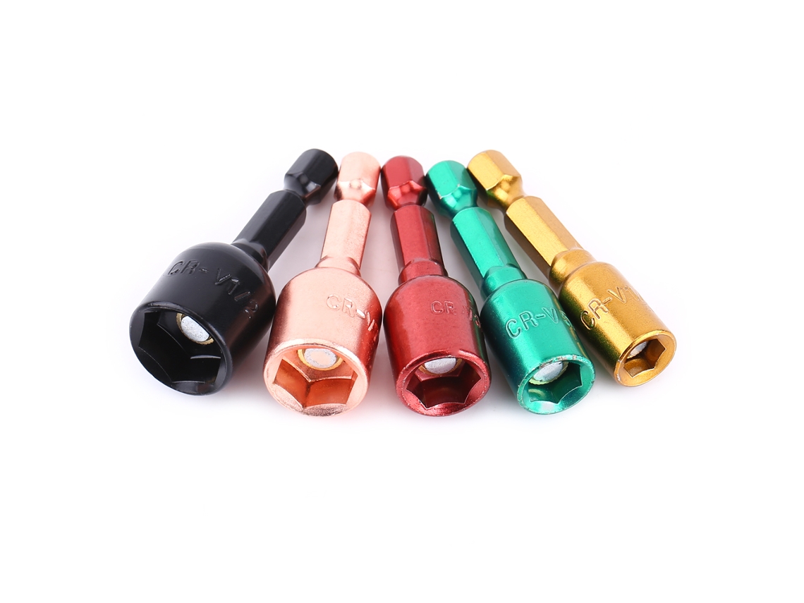 5 peças de adaptadores de soquete hexagonal para parafusadeira elétrica 1/4" 1/2", aço cromo vanádio, portátil S/MARCA