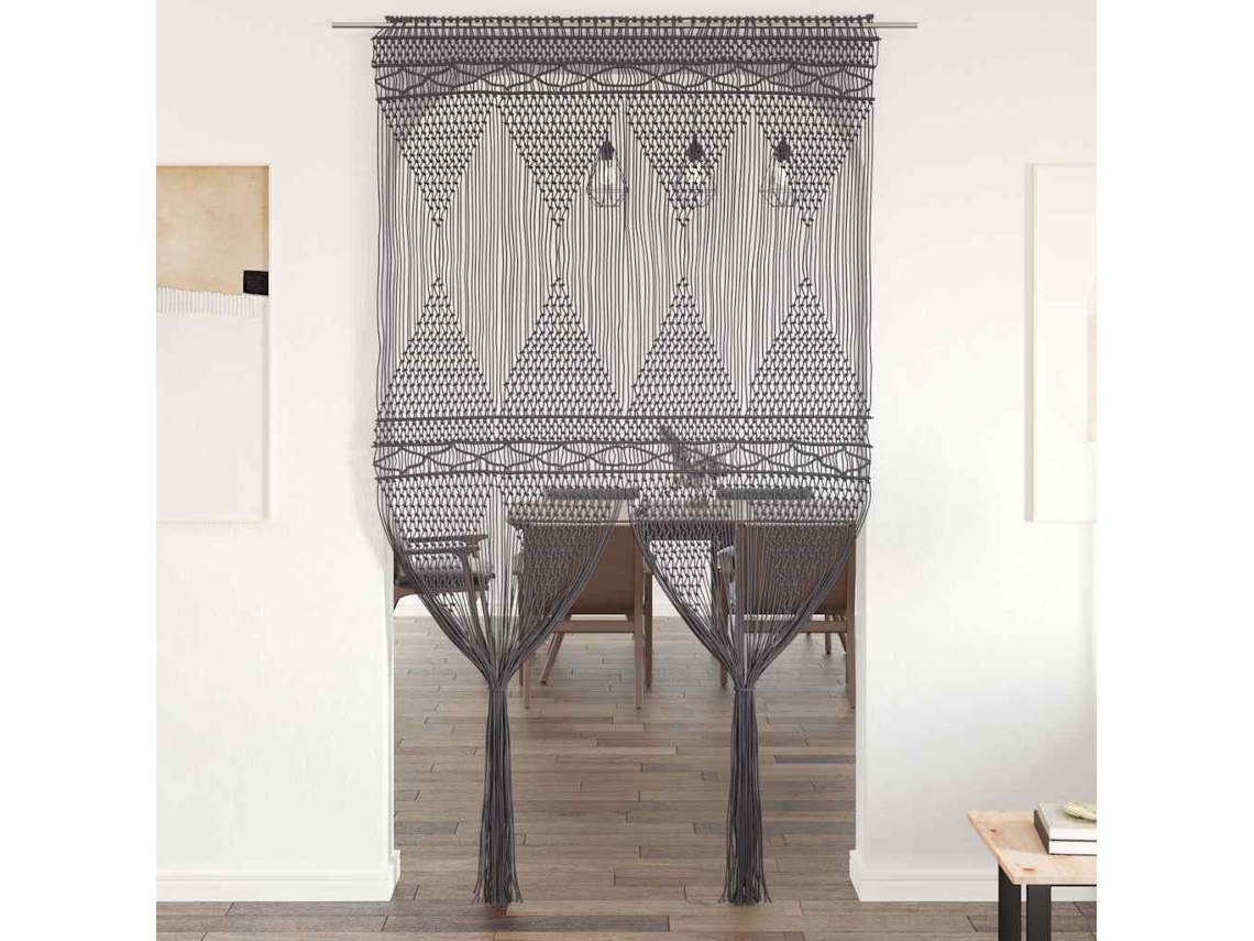 Vidaxl Cortina Em Macramé 140x240 Cm Algodão Antracite