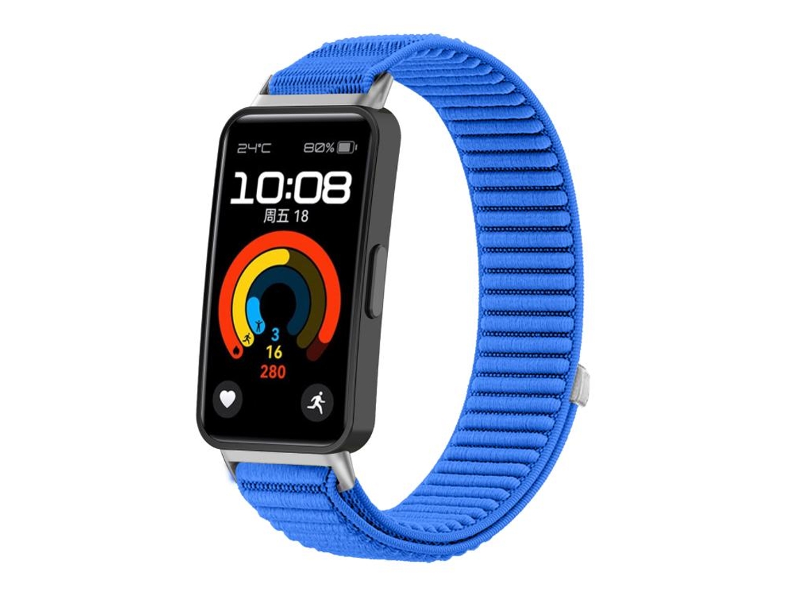 Bracelete para Huawei Band 10 / 9 / 8 XIAOMOYU em Nylon Trançado com Fecho de Velcro Interface Metálica Azul Klein