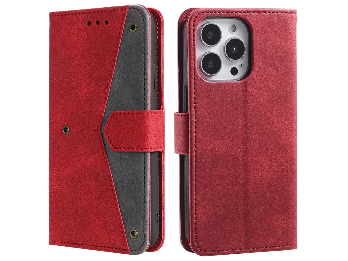 Capa Em Couro Pu Para Apple Iphone 16pro Vermelho