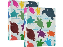 Massa Escolar Bege Com Silhueta Tartaruga Animada, 3,8cm 1,5 Polegadas, 3 Argolas, Com Prancheta, Pacote
