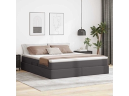Vidaxl Cama Com Arrumação E Colchão Com Colchão Cinzeto 180 X 200 Cm