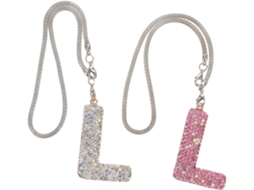 Conjunto De 2 Pingentes De Letras Para Carro Em Cerâmica Com Strass, Elegantes E Decorativos Para Interior E Espelho Retrovisor.