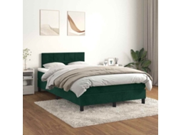 Vidaxl Cama Boxspring Com Colchão 120x200 Cm Veludo Verde-escuro