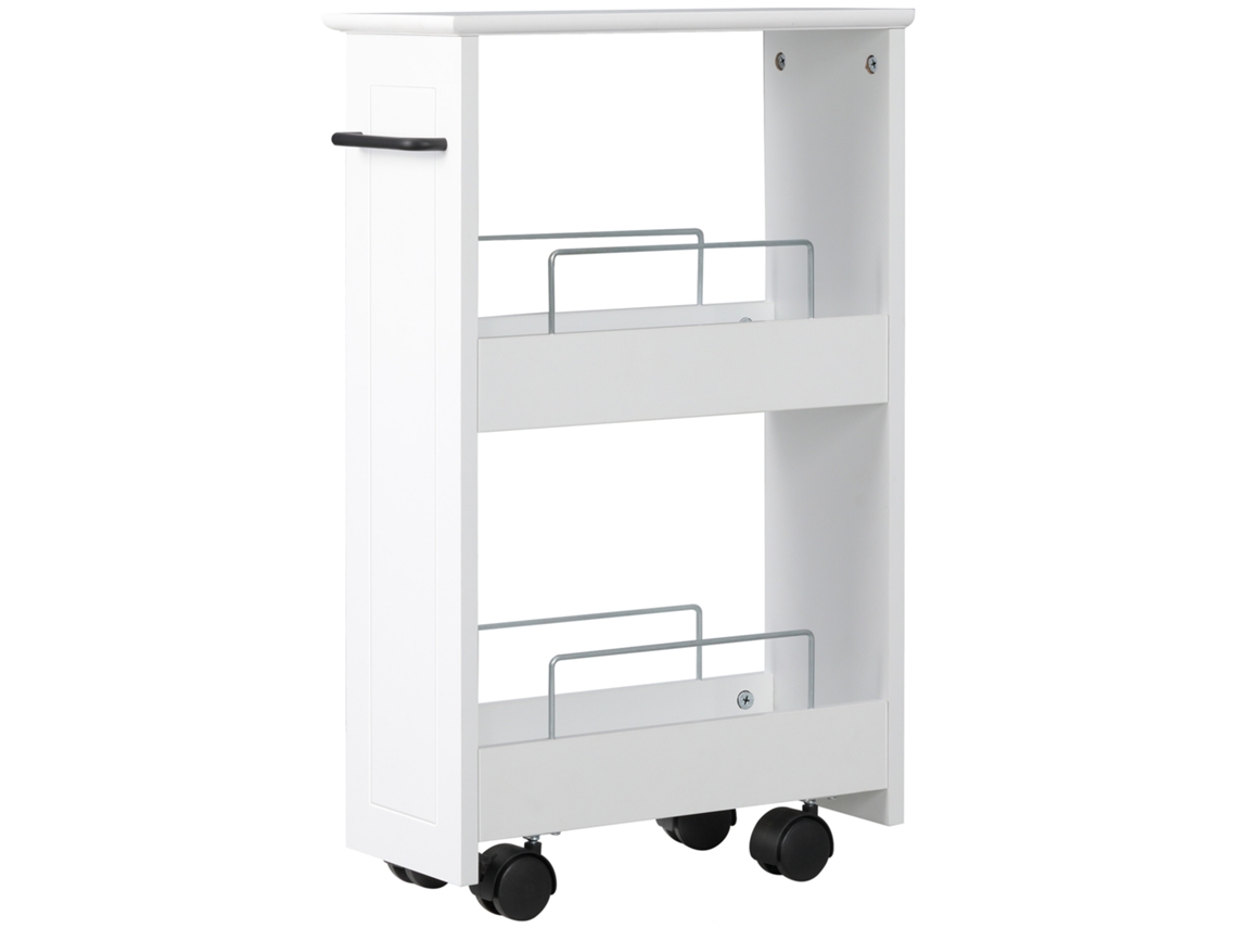 Carrinho de Espaço com Rodas, MDF, Branco ORBITRA COMMERCE