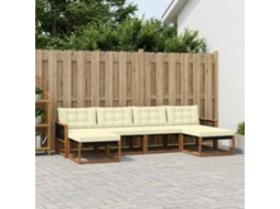 Vidaxl Conjunto De Sofás Para Exterior 6 Unid. Natural E Creme
