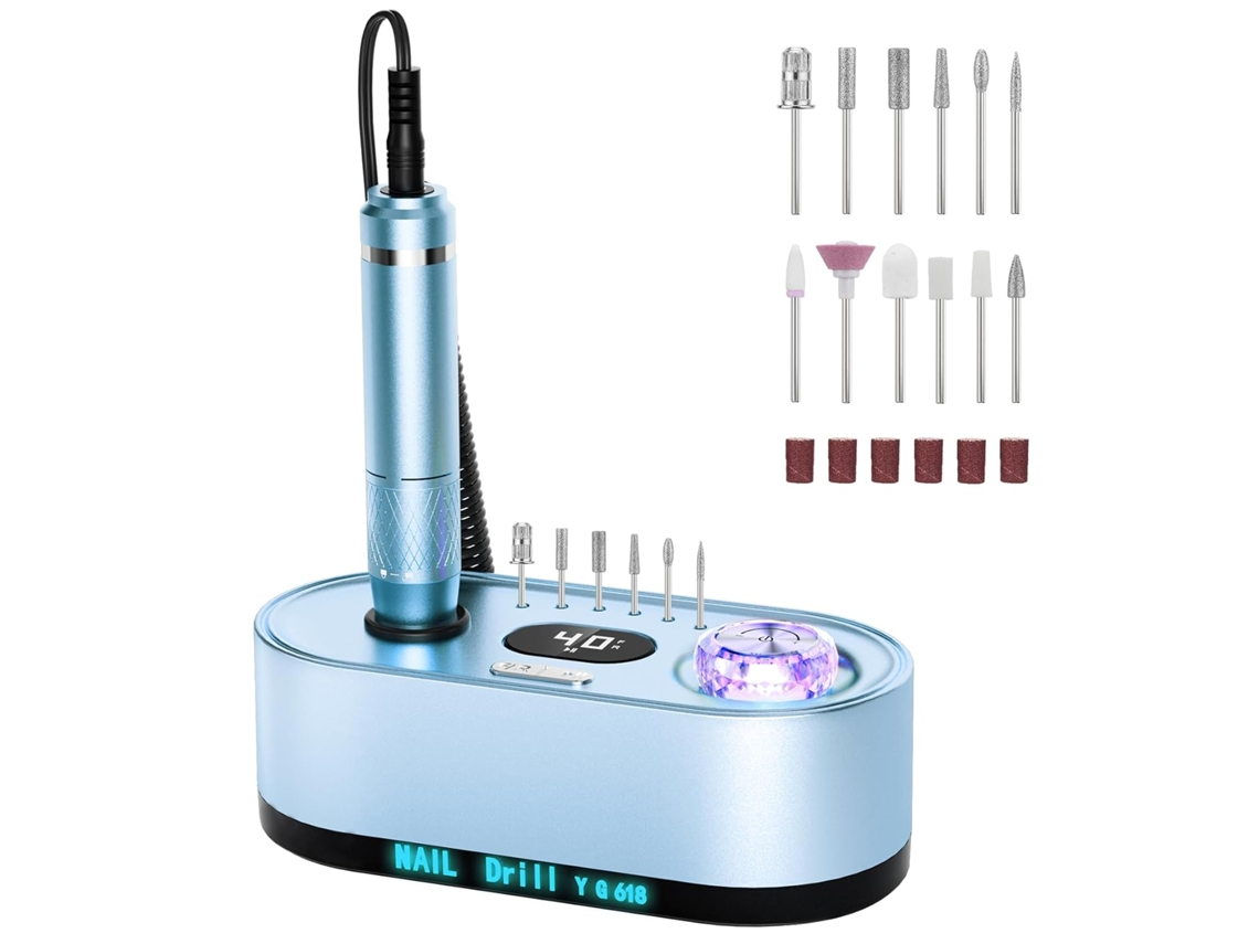 Conjunto Manicure/pedicure Chrui Lima Elétrica 40000rpm Ecrã Lcd (azul)