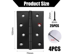 Dobradiça Dobrável De Aço Inoxidável Preto De 100 Mm X 70 Mm, Dobradiça Externa De Aço Inoxidável, Orifício Plano Para Dobradiça Dobrável Zeuxo