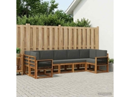 Vidaxl Conjunto De Sofás Para Exterior 7 Pcs Natural E Antracite