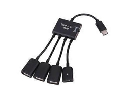Cabo Adaptador De Hub Otg De Carregamento De Energia Macho Tipo C Para Micro Usb Fêmea 4 Em 1 Pés Brilvibera
