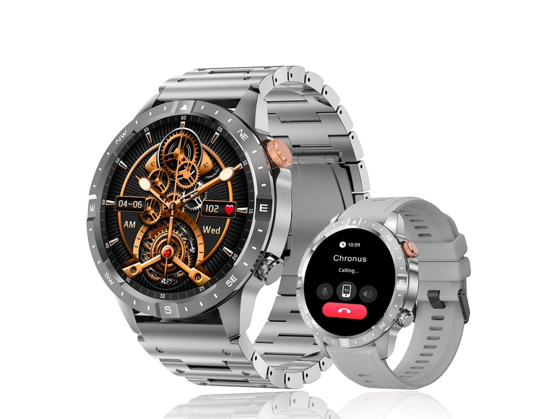 Smartwatch YEMAESRE Ak57 Tela Grande Amoled de Alta Definição de 1 43 Polegadas Suporta Chamadas Bluetooth Prata