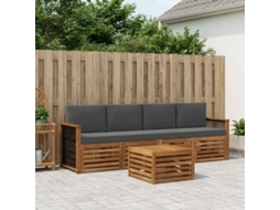 Vidaxl Conjunto De Sofás Para Exterior 5 Unid. Natural E Antracite