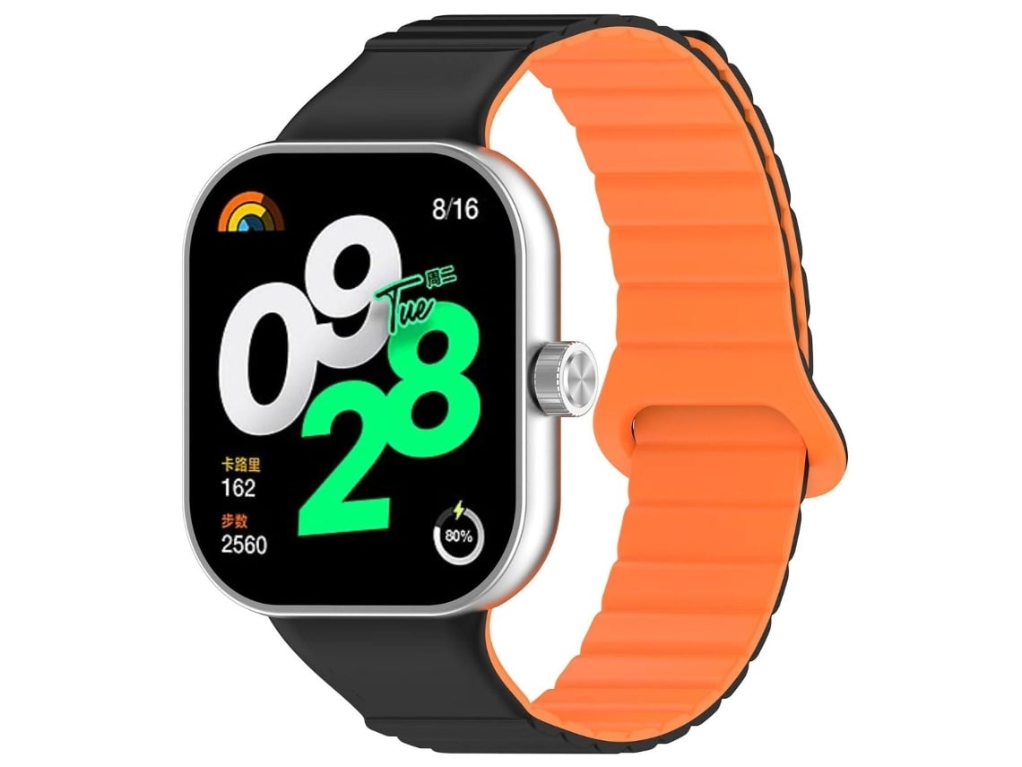 Bracelete de Elos Magnética para Xiaomi Band 8 Pro Preto e Laranja