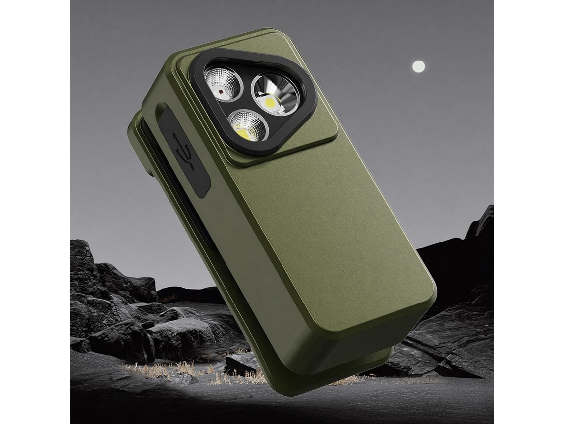 Lanterna Portátil Com Clipe Ipx6, 350 Lúmens, Recarregável (verde)