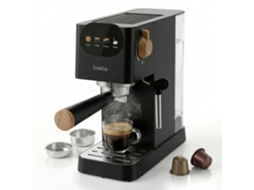 Nordic Máquina De Café Espresso Compatível Cápsulas Nespresso 20 Bares, Cafeteira Semiautomática, Vaporizador De Leite Briebe Ec1180blk Preto