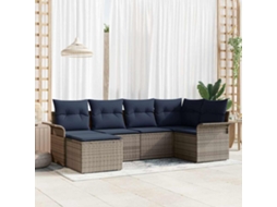Vidaxl Conjunto De Sofá De Jardim 6 Unid. Cinzeto Vime Pe