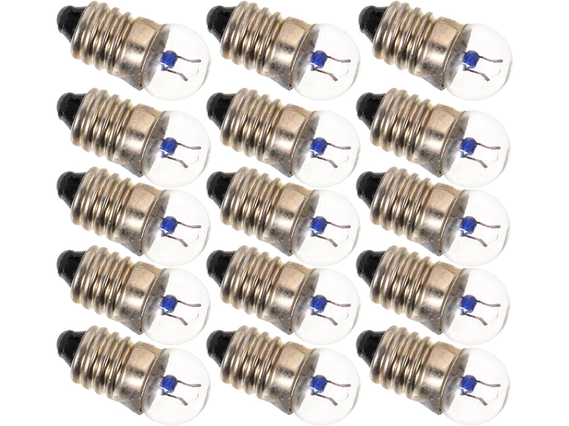 Conjunto de 100 Mini Lâmpadas de Rosca com Filamento para Circuitos Escolares e de Ferromodelismo. SFUSHOS