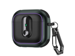 Capa De Silicone Premium Para Airpods4 Com Chaveiro Verde Militar Panoona