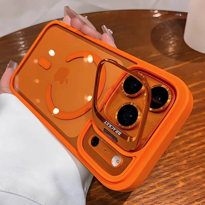 Capa Protetora Com Suporte Magnético Magsafe Para Iphone 17 Pro Max (laranja).