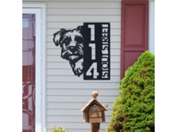 Placa De Boas Vindas Personalizada Com Número Casinha Cachorro Terrier Irlandês Pelo Macio, Porta Da Frente