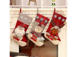 Conjunto De 3 Meias De Natal Boneco De Neve, Rena, Pelúcia 3d Com Punhos De Pele Sintética, Decoração De Natal E Acessório De Festa. Loja Olysi