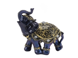 Figura Decorativa Elefante de Resina Feng Shui Azul