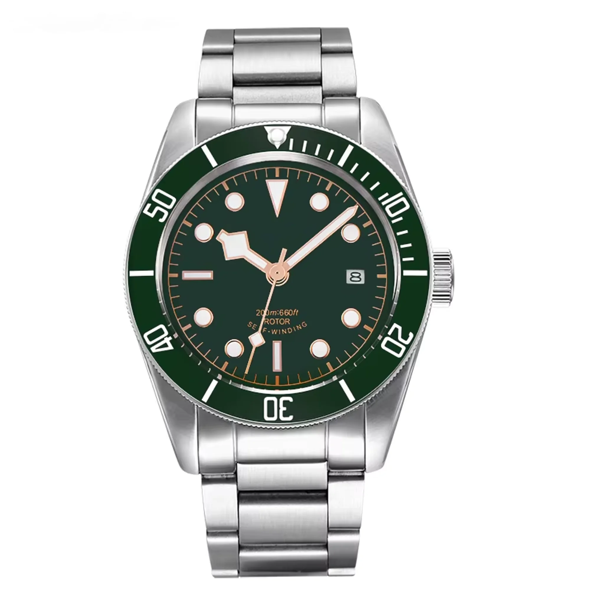 (verde) Relógio Masculino Automático Mecânico De Negócios De 41 Mm, Resistente À Água E Luminoso.