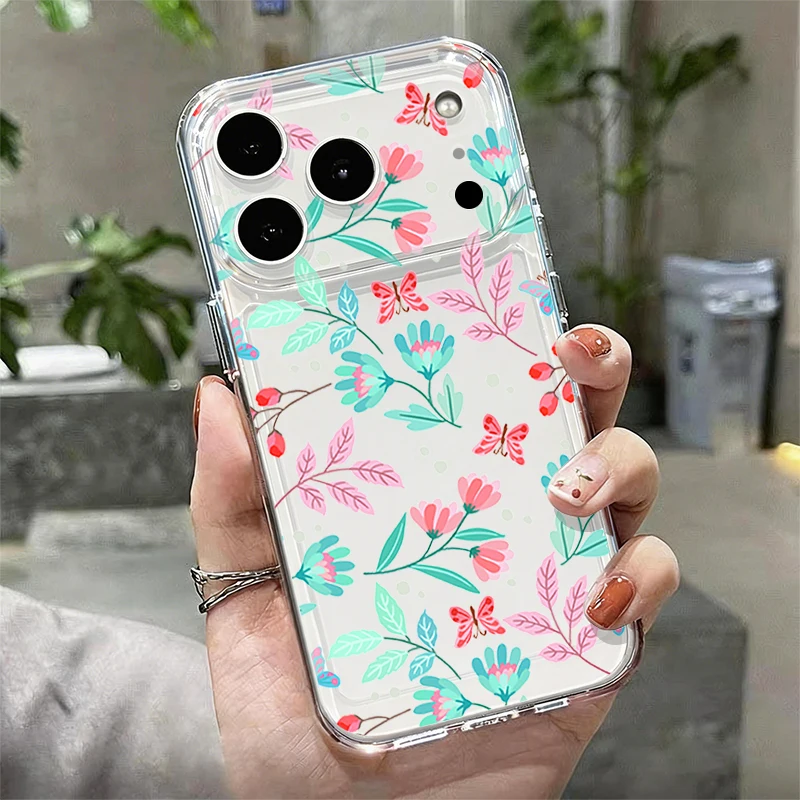 Capa Transparente Com Padrão Para Iphone 15, À Prova De Choque E Com Parte Traseira Em Silicone Tpu Macio.