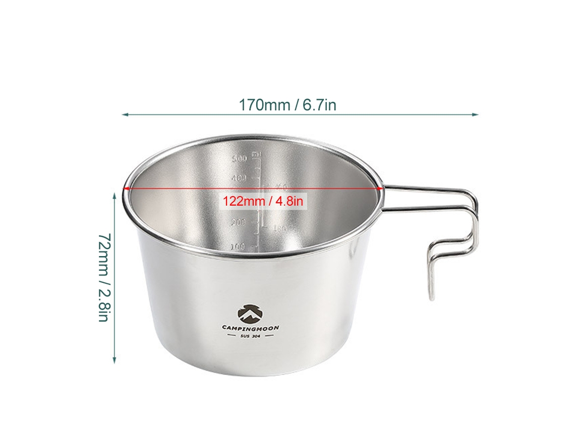 Copo de Aço Inoxidável 600ml para Camping Outdoor