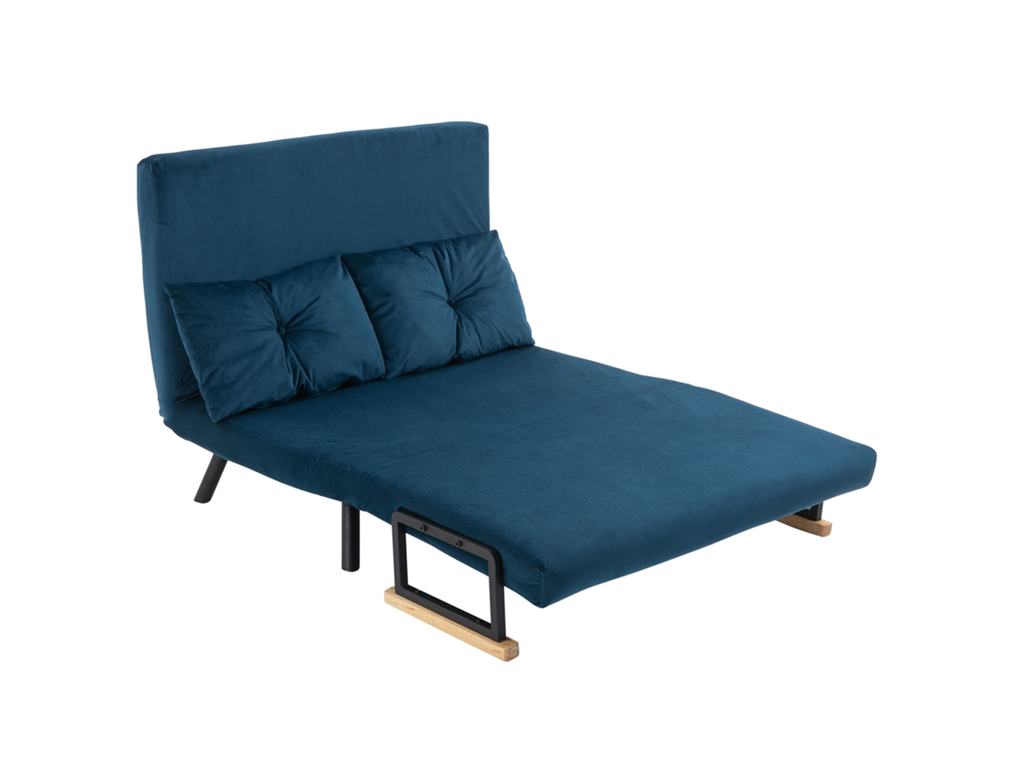 Sofá Cama 2 Lugares Dobrável Azul S/MARCA (102x73x81 cm, encosto 5 níveis, 2 almofadas)