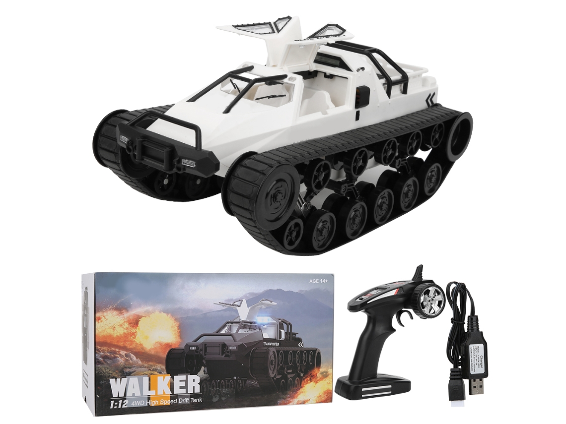Carro Tanque Controle Remoto 1/12 Branco Q79 para Crianças