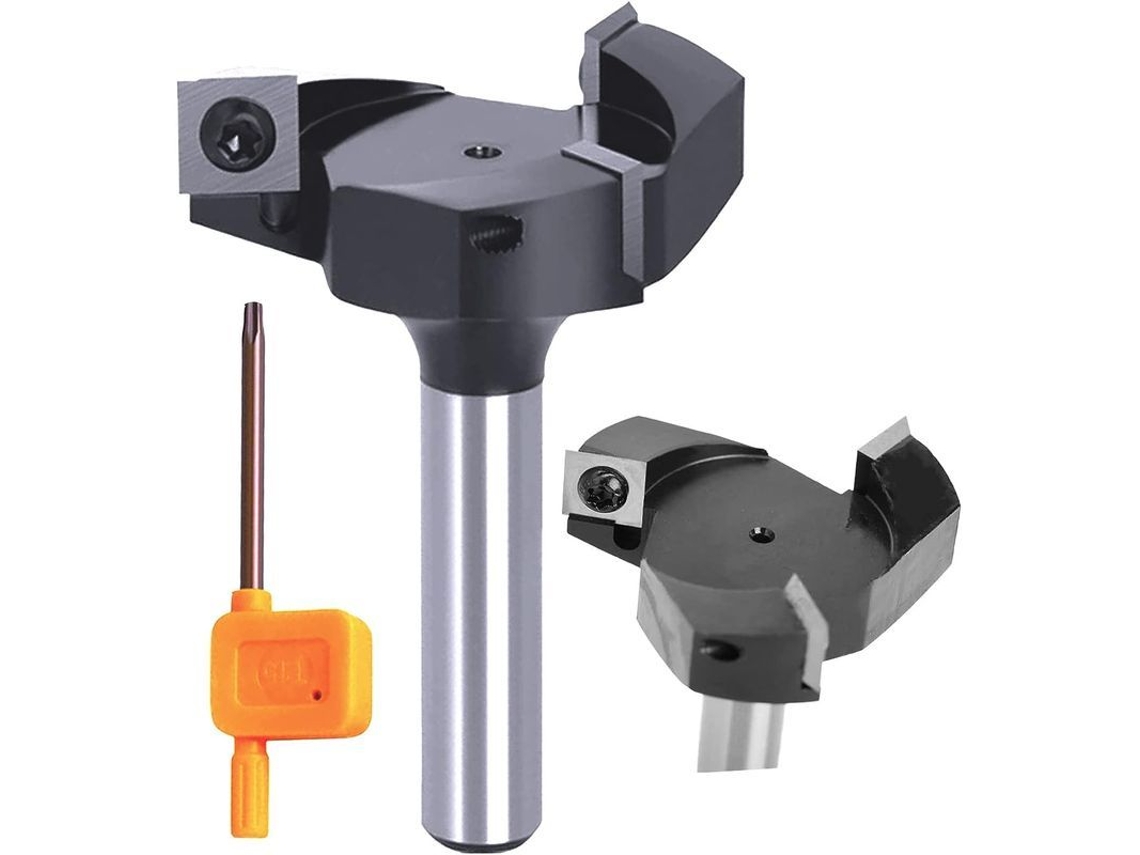 2026 broca de Router para Aplanar Tableros 1/2" Mango 3 Laminas 59mm Diametro Carburo Inserto Broca de Ajochamiento Madera