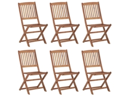 Cadeiras de Jardim Dobráveis com Almofadões 6 Pcs Acácia Maciça MAISON EXCLUSIVE