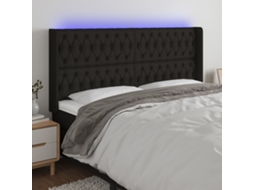Vidaxl Cabeceira De Cama C/ Luzes Led Tecido 183x16x118/128 Cm Preto