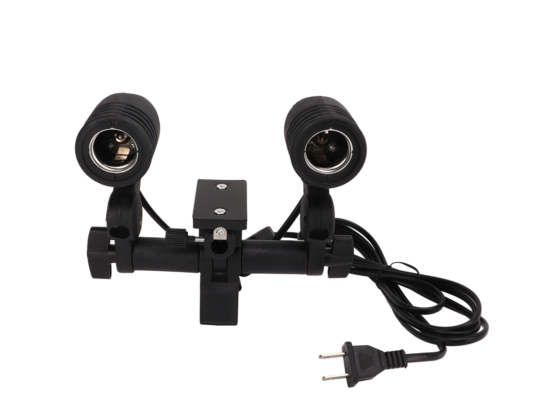 Double Head Photography Studio E27 Socket Bulb Holder Flash Umbrella Bracket ‑ LAXISCREED