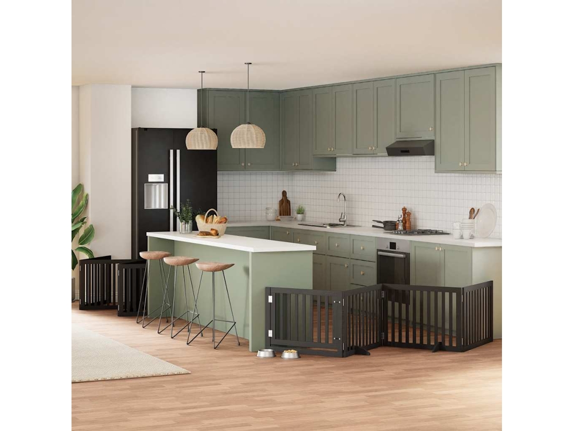 Vidaxl Portão P/ Cães Com Porta Dobrável 12 Painéis 960 Cm Álamo Preto