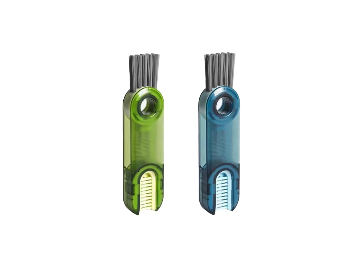 Escova De Limpeza Multifuncional 3 Em 1, Inclui 2 Escovas Para Limpeza De Tampas Copos E Garrafas Água