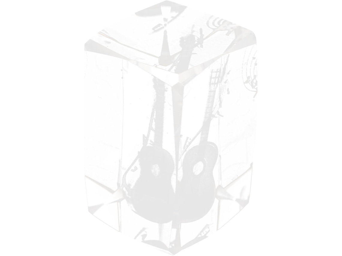 Estatueta Guitarra Cristal Branco Ornamento Estereoscópico 3d Decoração Criativa Elegante Mesa Casa Loja GOKOCO