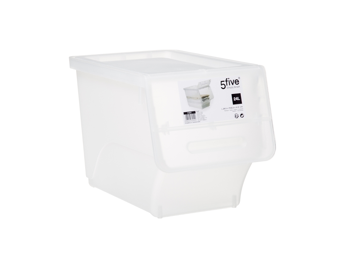 5FiveCaixa Plástica Transparente Com Abertura Frontal 24L 5 FIVE SIMPLY SMART