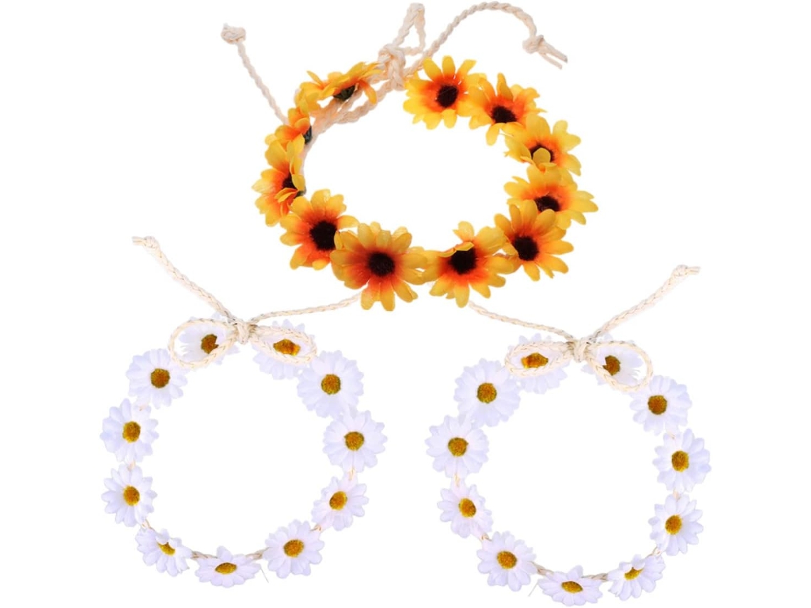 Conjunto De 6 Tiaras Florais Com Margaridas Em Amarelo E Branco, Perfeitas Para Festivais E Fotos.