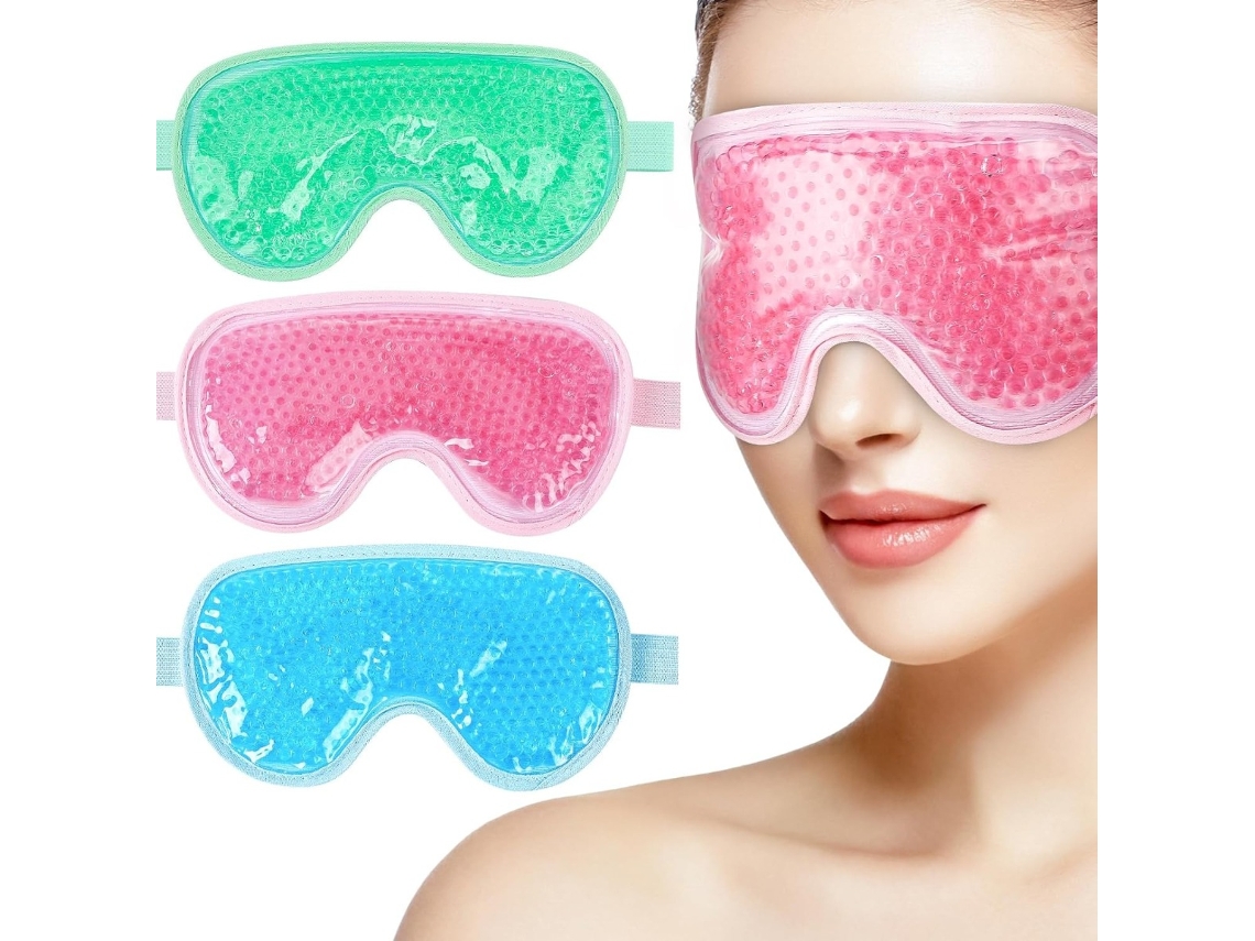 Máscara de Gel Refrescante para os Olhos , Terapia Quente e Fria para Descanso e Rotinas de Beleza, Bloqueio de Luz AQUAFORGE (pacote com 3)