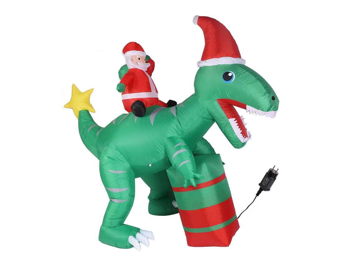 Decoração De Natal Inflável Laxiscreed Com Dinossauro, Santa E Luzes Led Para Exterior, 2.4 Metros